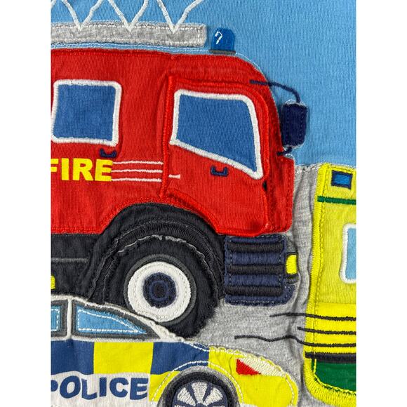Mini Boden Lift Flap Emergency Responders Blue Applique Long Sleeve size  9-10 - Picture 4 of 12